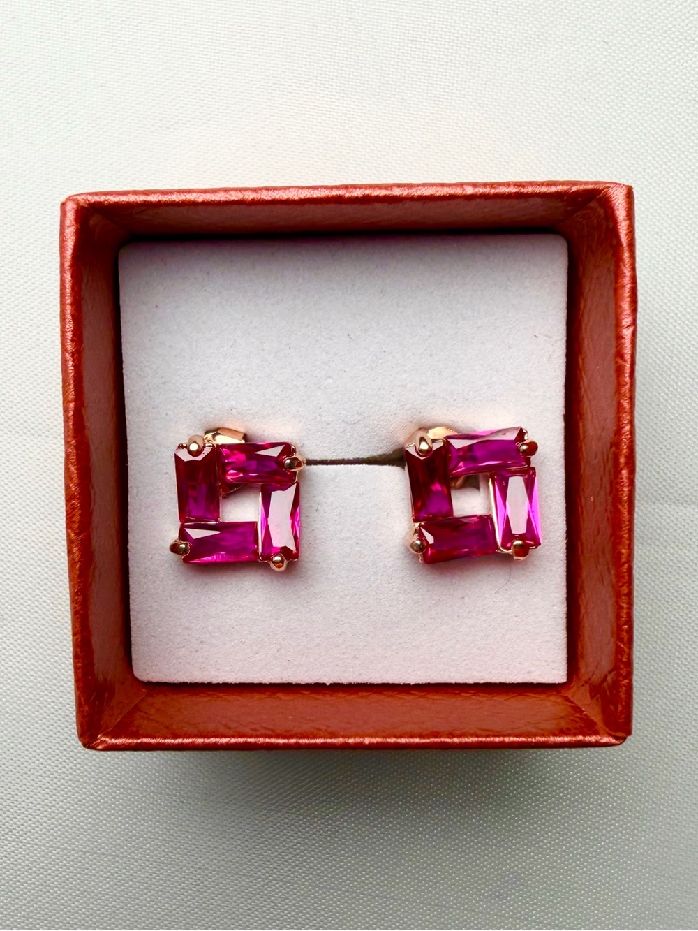 Pink Square Crystal Stud Earrings - Women Jewelry